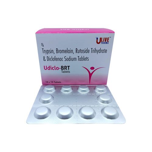 UDICLO-BRT- Trypsin 48mg + Bromelain 90mg + Rutoside100mg + Diclofenac 50mg Tablets
